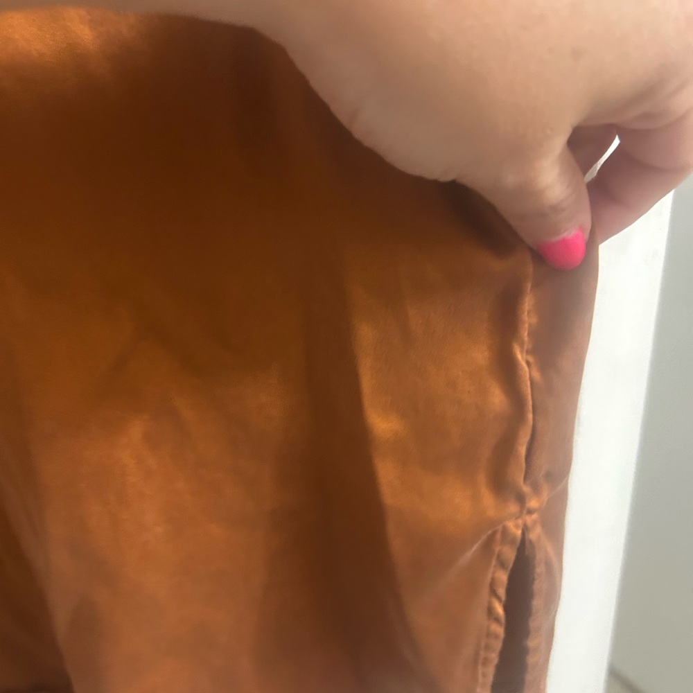 Anthropologie 100% silk Burnt Orange Short Sleeve Tee - Picture 7 of 10